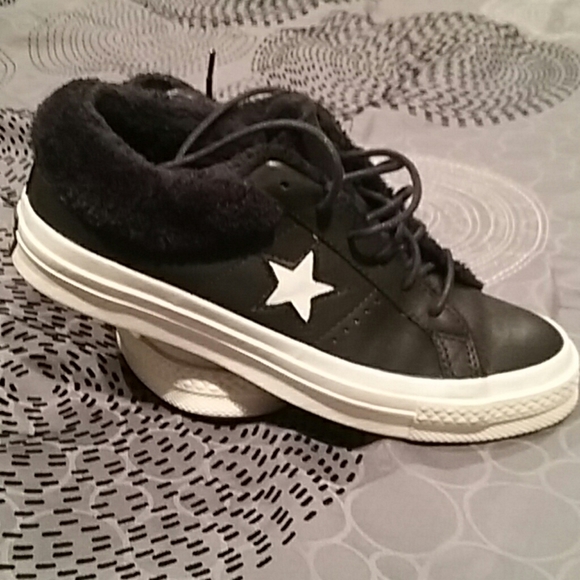 converse leather fur
